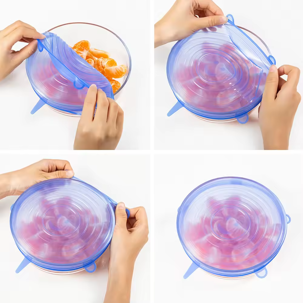 🌱 Lot de 06 Couvercles Réutilisables en Silicone